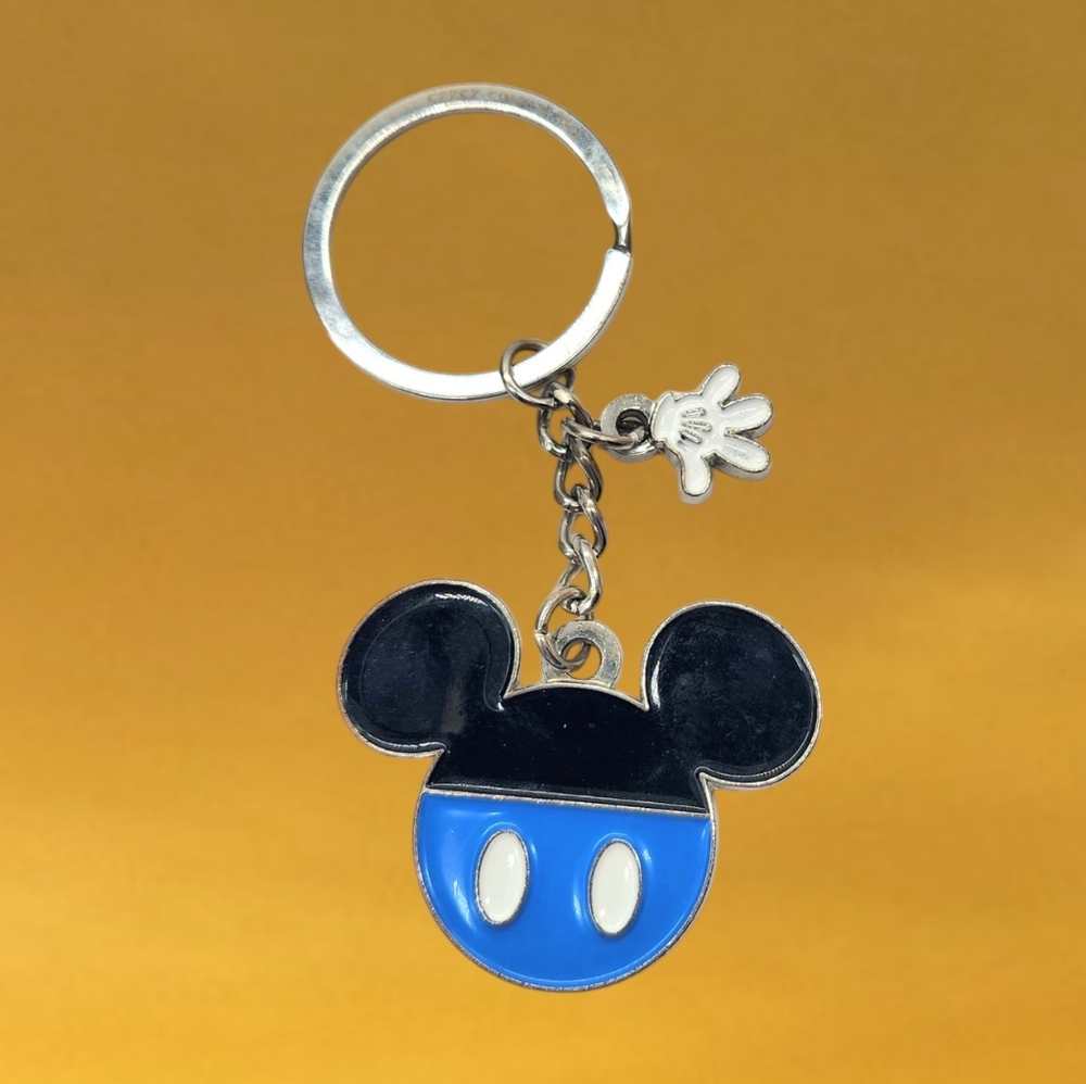 Preowned Disney Parks Keychain Mickey Mouse Ears Icon Blue + Silvertoned